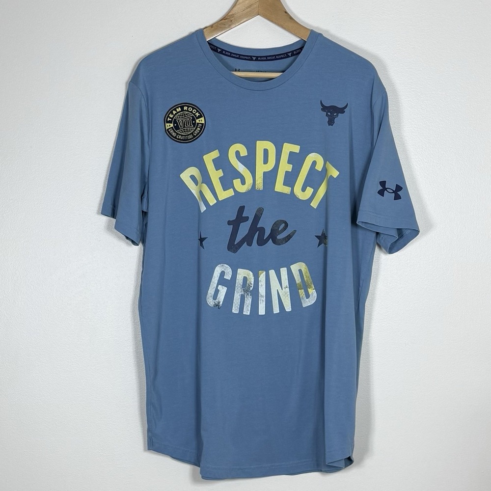 Under Armour Project Rock Shirt Mens L Respect The Grind Tee Short‎ Sleeve Loose